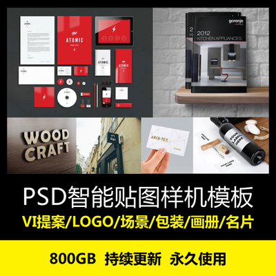 画册/LOGO/包装/VI提案PSD分层贴图样机 智能效果图模板展示素材