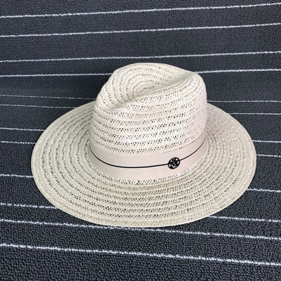 夏天新款爵士草帽双黑标遮阳帽度假韩版奶茶丝带休闲女帽子沙滩
