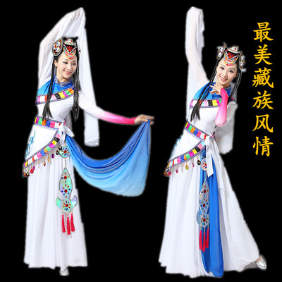 新款藏族舞蹈演出服装女水秀大摆裙成人西藏少数民族广场表演服装