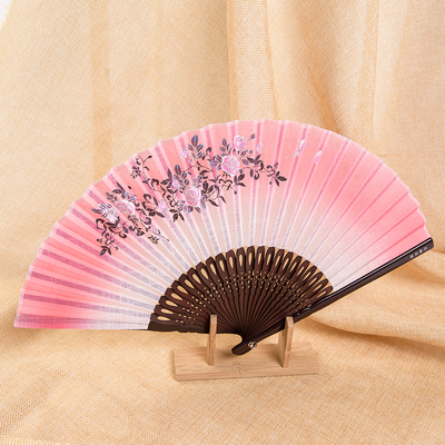 【吉麻良絲】GIMARAS麻布印花工艺折扇和风日式扇女扇子女式礼品