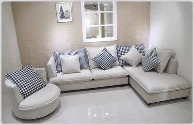 布艺沙发组合客厅家具现代简约转角可拆洗大小户型带圆椅沙发