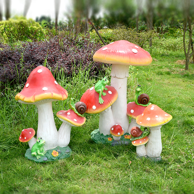 仿真植物大蘑菇园林玻璃钢雕塑摆件 别墅户外景观庭院花园装饰品
