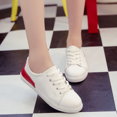 小白鞋女士新款韩版纯色透气运动学生单鞋休闲百搭平底系带板鞋潮