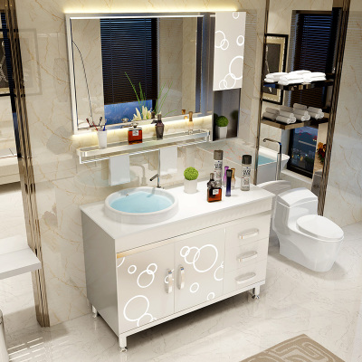 不锈钢浴室柜组合卫生间简约现代洗脸盆洗手面盆柜落地卫浴洗漱柜