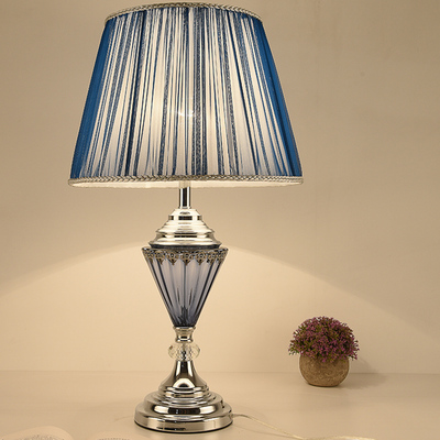 简约现代台灯 北欧温馨卧室床头灯创意蓝色玻璃卧室客厅装饰台灯