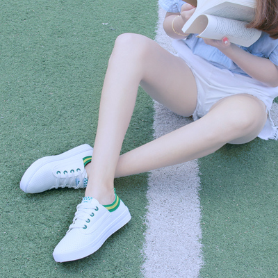 帆布鞋女单鞋子夏秋季小白鞋平底板鞋系带韩版透气跑步运动休闲鞋
