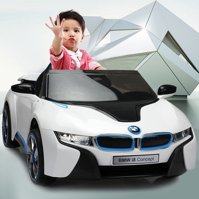 宝马i8儿童电动车童车四轮双驱遥控宝宝玩具车可坐人电动汽车跑车
