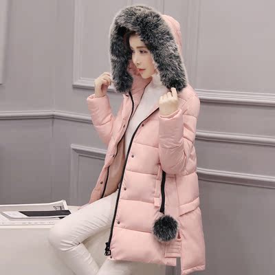 2016新款保暖女装韩版时尚羽绒服棉服女中长款大毛领加厚冬装外套