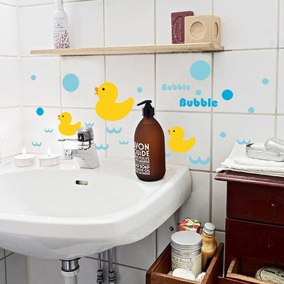 小黄鸭墙贴纸卧室温馨搞笑贴纸卫生间卡通玻璃贴画浴室防水瓷砖贴