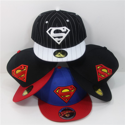 韩潮版superman超人棒球帽可调节s字母标志卡通蝙蝠侠儿童平沿帽