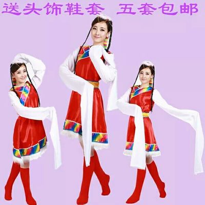 2016藏族舞蹈服长裙演出服成人儿童彝族蒙古族水袖表演服女装新品