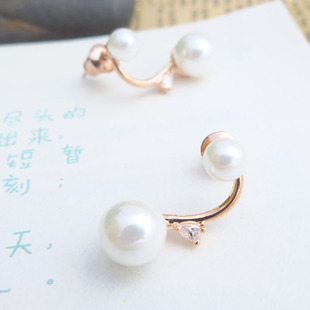 耳钉女气质韩国个性优雅韩式大小珍珠明星同款宋慧乔玫瑰金耳环