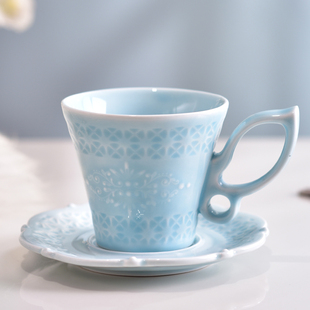 创意陶瓷英式下午茶情侣对杯高端色釉咖啡杯碟田园杯子花茶杯套装