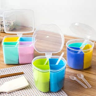 调料盒厨房用品调料瓶多用途分隔式三色创意调味盒塑料盐罐调味罐