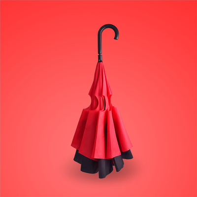 德国创意设计 时尚个性双层反向长柄晴雨伞 防紫外遮阳黑胶防晒伞