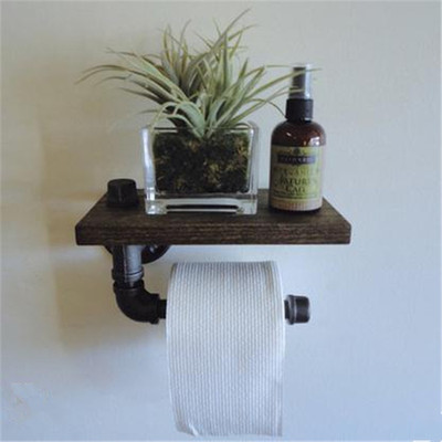 美式乡村铁艺复古水管纸巾架卫生间置物架卫生纸挂架厕所收纳架