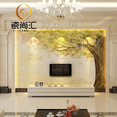 瓷尚汇中式瓷砖背景墙装饰墙砖客厅电视影视墙整体墙可定制黄金树