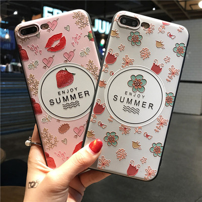 可爱粉嫩甜美小草莓iphone6手机壳6s软硅胶苹果7/7plus全包边女款