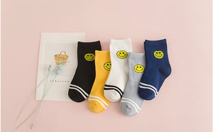 儿童棉袜2016男女童宝宝韩国新款秋冬季可爱卡通笑脸运动短筒袜