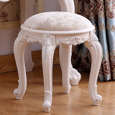 欧式梳妆凳子圆凳白色化妆凳简约换鞋凳公主海绵碎花凳美甲凳烤漆