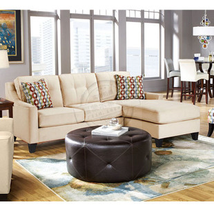美式棉麻布艺沙发 欧式客厅真皮沙发 大小户型L转角沙发组合现货