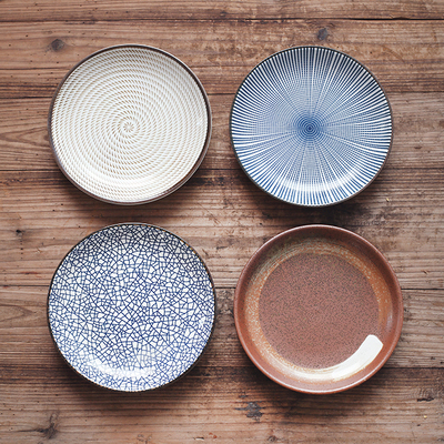陶瓷盘子圆形菜盘家用平盘创意个性餐具日式和风彩色小瓷调味碟子