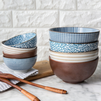 摩登主妇 日式和风创意陶瓷碗 家用陶瓷米饭碗 面碗 微波炉小汤碗