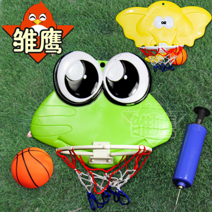 儿童益智玩具迷你篮球框卡通青蛙大象篮球架挂壁式篮球架配球气筒