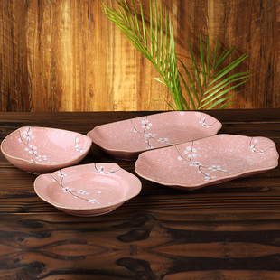 雪花瓷日式和风餐具釉下彩陶瓷盘子家用创意菜盘韩式鱼盘碟子餐盘