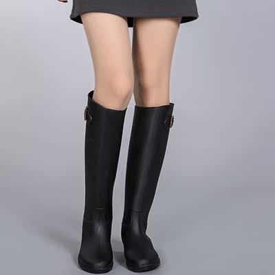 新款高筒雨鞋女式韩版雨靴秋冬侧扣时尚欧美水靴学生成人套鞋