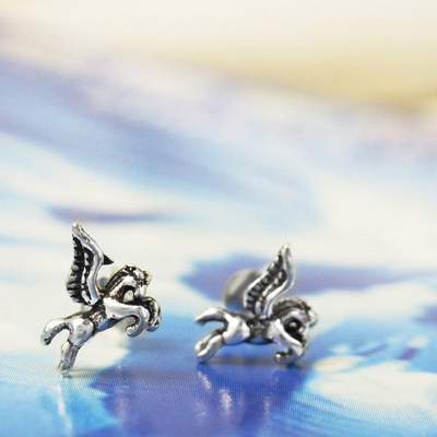 原创耳钉【飞马】 动物造型设计 原创设计定制925银饰