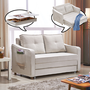 小户型多功能沙发床1.5米可折叠拆洗储物1.2米宜家双人布艺推拉床