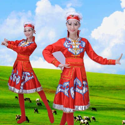 新款2016蒙古族表演服少数民族舞蹈服蒙古舞服女装广场舞演出服装