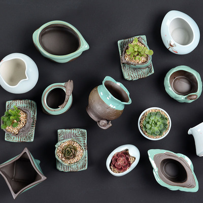 多肉花盆陶瓷简约个性创意肉肉小花盆绿植物水仙花水培植物花盆
