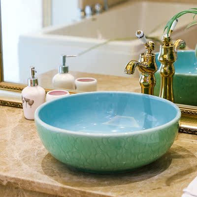 新款简约圆形洗手盆台上盆卫生间家用洗脸盆景德镇陶瓷艺术面盆池
