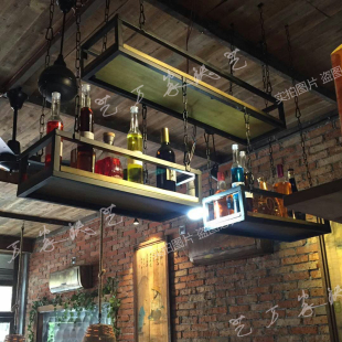 loft铁艺置物架工业风装饰酒吧置物架创意简约悬挂铁艺装饰架