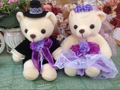 【秀秀家】婚庆娃娃情侣熊泰迪熊婚纱熊对熊压床熊坐车熊婚车熊