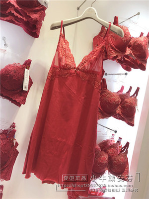 黛安芬专柜正品国内代购新款本命年红色深V性感吊带睡裙82-278