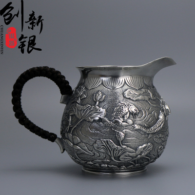创新 纯银公道杯 纯银茶壶999纯银茶海公杯  银壶茶漏配件分茶器