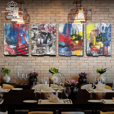 美式复古个性创意客厅装饰画咖啡馆酒吧简约木板画订制无框画壁饰