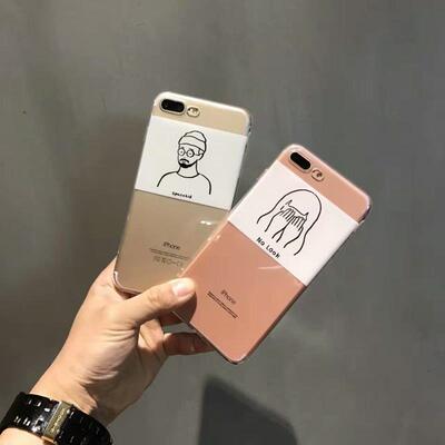 韩国ins风简约手绘苹果7手机壳iPhone6s/7plus超薄全包透明保护套