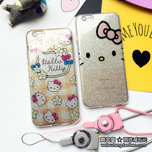 苹果7奢华闪粉iPhone76s手机壳6plus硅胶超薄软套卡通hello Kitty