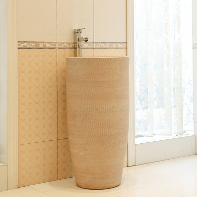 新品陶瓷正品立柱盆 卫生间简约台盆一体式圆形立式洗手艺术盆