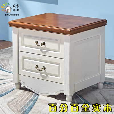 《友家木业》地中海全实木 白色床头柜 简约韩式欧式田园储物柜
