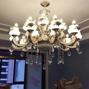 欧式玉石水晶蜡烛灯具奢华大气客厅吊灯卧室灯餐厅灯饰锌合金吊灯