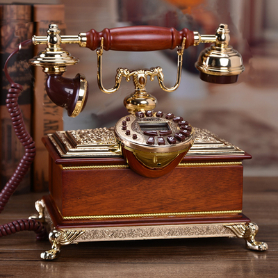 别墅高档电话机欧式仿古电话机实木金属雕花客厅座机禾信皇室总裁
