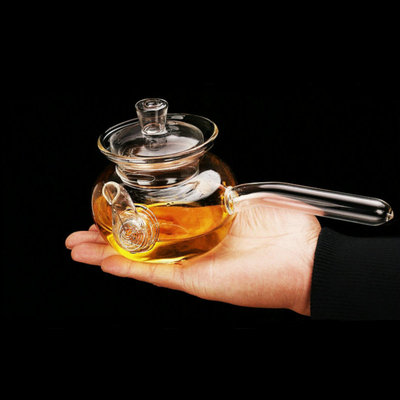 日式手工耐热玻璃茶壶侧把泡茶壶 花茶壶耐高温泡茶器茶具