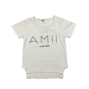 女童短袖T恤 2016夏装新款字母AMII圆领不规则个性女童T恤