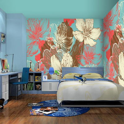 欧式复古简约玫瑰花纹壁画卧室温馨怀旧客房客厅沙发背景墙纸壁纸