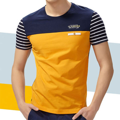 男士短袖T恤 夏季纯棉半袖韩版青年修身体恤男装潮圆领大码打底衫
